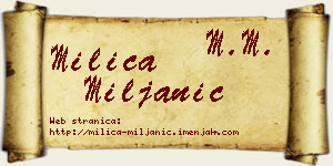 Milica Miljanić vizit kartica